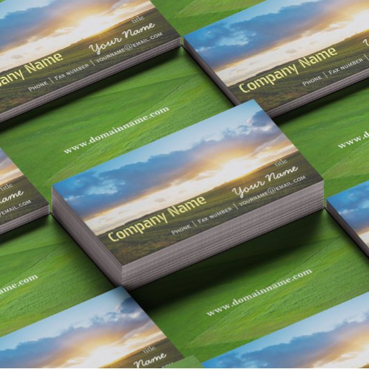 Boerderij Natuur groene blauwe hemel witte wolk Visitekaartje