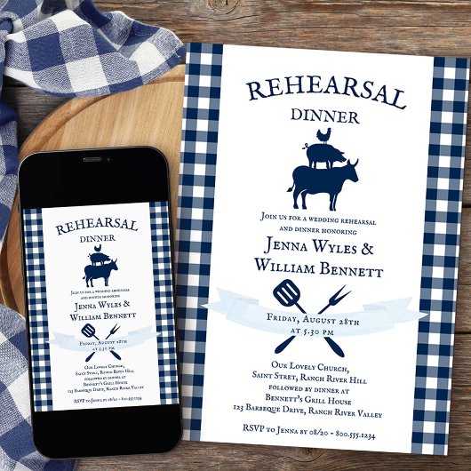  boerderij Navy Gingham repetitie diner Kaart