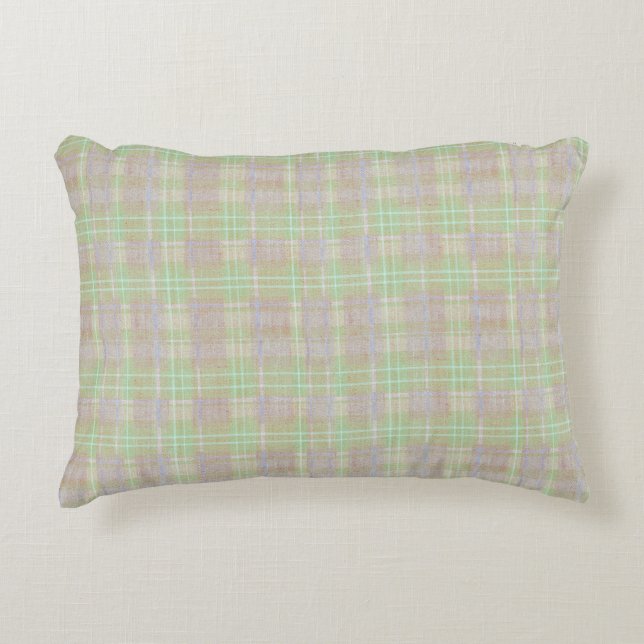 Boerderij Neutraal Salie Plaid Accent Kussen (Voorkant)