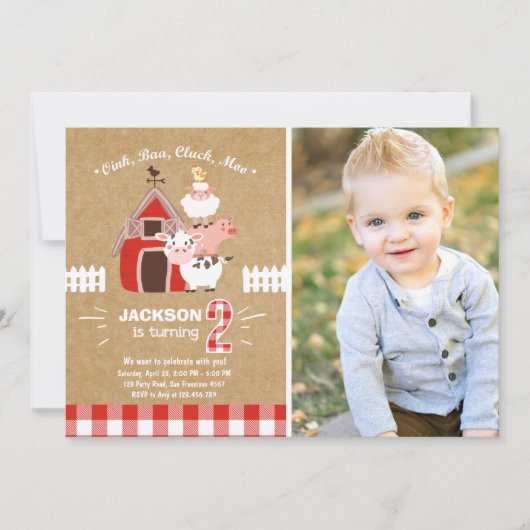 Boerderij nodigt Birthday Old McDonald Country uit Kaart (Voorkant)