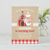 Boerderij nodigt Birthday Old McDonald Country uit Kaart (Staand voorkant)