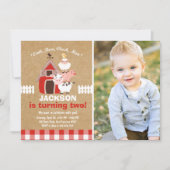 Boerderij nodigt Birthday Old McDonald Country uit Kaart (Voorkant)