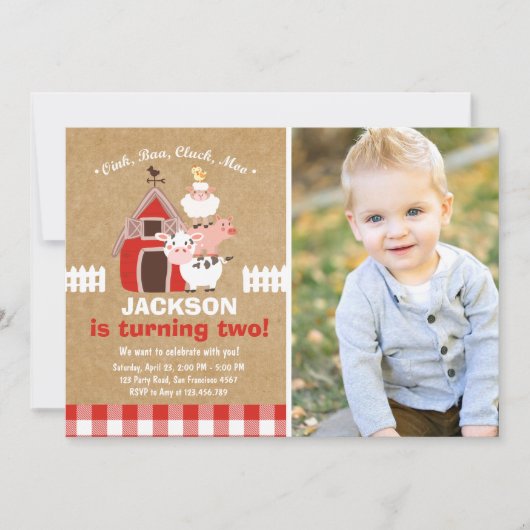 Boerderij nodigt Birthday Old McDonald Country uit Kaart (Voorkant)