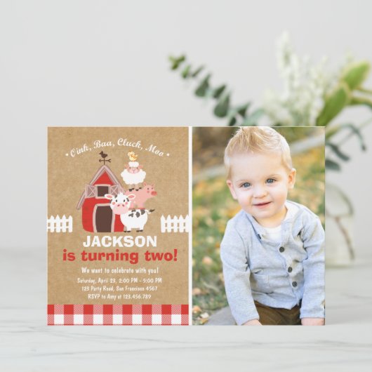 Boerderij nodigt Birthday Old McDonald Country uit Kaart (Staand voorkant)