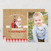 Boerderij nodigt Birthday Old McDonald Country uit Kaart (Voorkant / Achterkant)