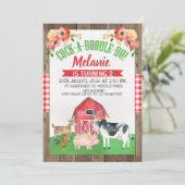 Boerderij of Barnyard Floral Birthday Invitation Kaart (Staand voorkant)
