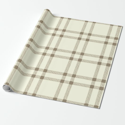 Boerderij  off witte sepia plaid patroon cadeaupapier (Uitgerold)