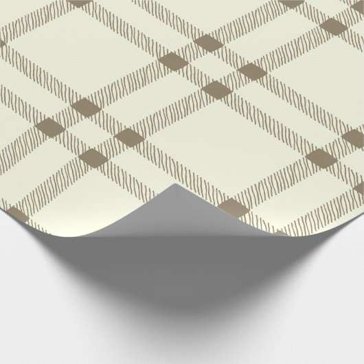 Boerderij off witte sepia plaid patroon cadeaupapier (Hoek)