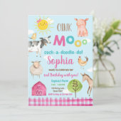 Boerderij Old MacDonald Barnyard Pink Animals Part Kaart (Staand voorkant)