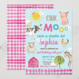 Boerderij Old MacDonald Barnyard Pink Animals Part Kaart