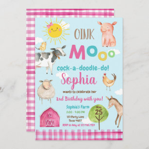 Boerderij Old MacDonald Barnyard Pink Animals Part Kaart