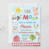 Boerderij Old MacDonald Barnyard Red Animals Party Kaart (Voorkant)