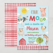 Boerderij Old MacDonald Barnyard Red Animals Party Kaart (Voorkant / Achterkant)