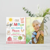 Boerderij Old MacDonald Barnyard Red Animals Party Kaart (Staand voorkant)