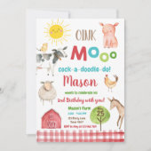 Boerderij Old MacDonald Barnyard Red Animals Party Kaart (Voorkant)