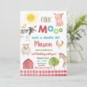 Boerderij Old MacDonald Barnyard Red Animals Party Kaart (Staand voorkant)