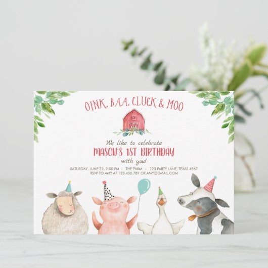 Boerderij Old MacDonald Barnyard Red Boy Animals P Kaart (Staand voorkant)