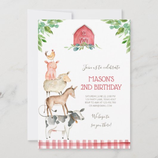 Boerderij Old MacDonald Barnyard Red Boy Animals P Kaart (Voorkant)