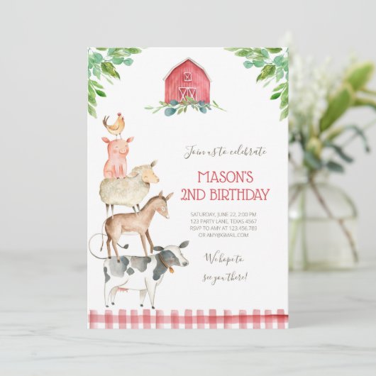 Boerderij Old MacDonald Barnyard Red Boy Animals P Kaart (Staand voorkant)