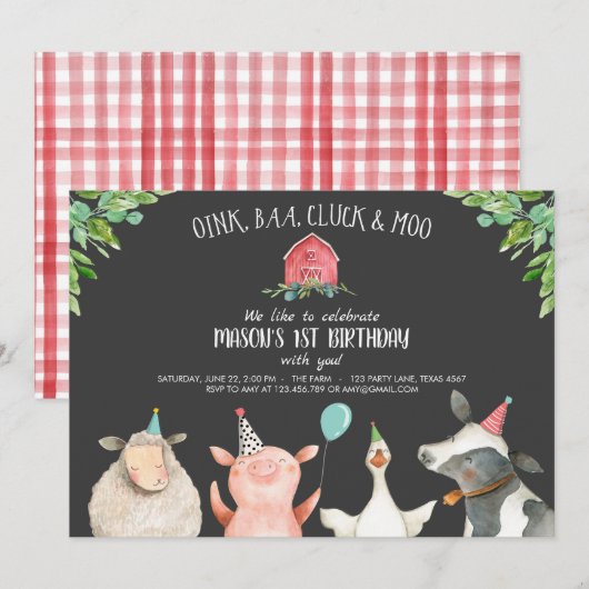 Boerderij Old MacDonald Barnyard Red Boy Animals P Kaart (Voorkant / Achterkant)