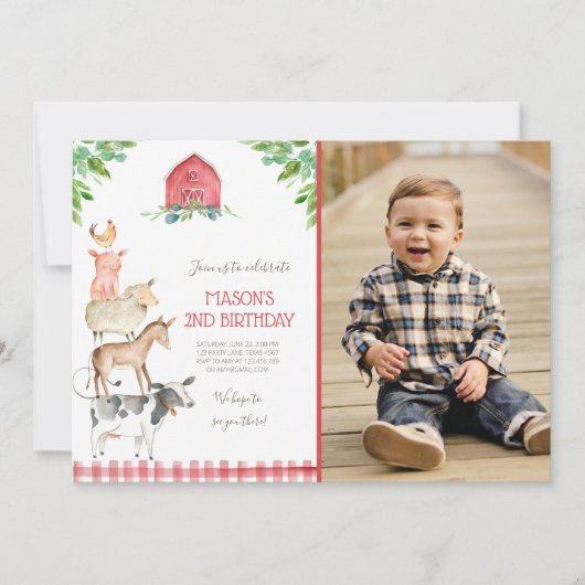 Boerderij Old MacDonald Barnyard Red Boy Animals P Kaart (Voorkant)