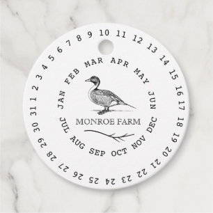  boerderij omcirkelde datum eikarton bedankjes labels