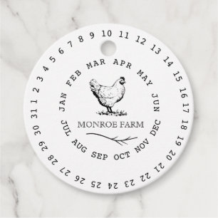  boerderij omcirkelde datum eikarton bedankjes labels