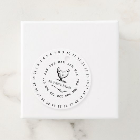 boerderij omcirkelde datum eikarton bedankjes labels (In situ)