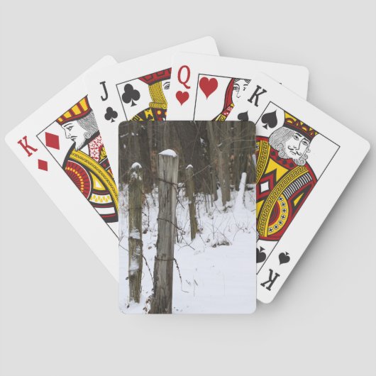 Boerderij-omheining met Barbed in een koude winter Pokerkaarten (Achterkant)