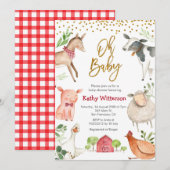 Boerderij op baby baby shower uitnodiging (Voorkant / Achterkant)