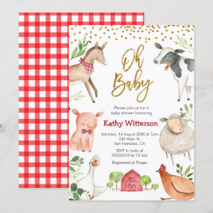 Boerderij op baby baby shower uitnodiging