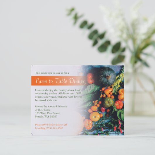 Boerderij op de uitnodiging voor het dineren van t (Staand voorkant)