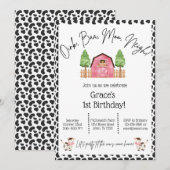 Boerderij op feestdag Uitnodiging - Koe afdrukken (Voorkant / Achterkant)