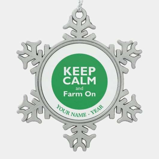 Boerderij op tin sneeuwvlok ornament (Voorkant)