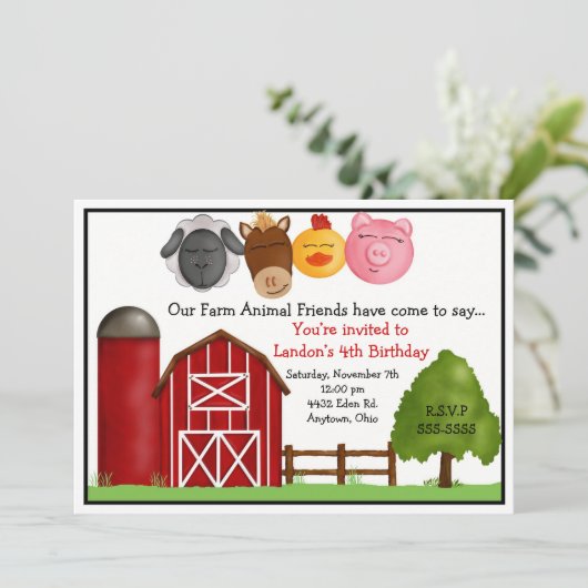 Boerderij op zaterdag Uitnodigingen (Staand voorkant)