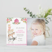 Boerderij Oude MacDonald Barnyard Roze Dieren Part Kaart (Staand voorkant)