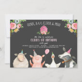 Boerderij Oude MacDonald Barnyard Roze Dieren Part Kaart (Voorkant)