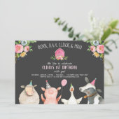 Boerderij Oude MacDonald Barnyard Roze Dieren Part Kaart (Staand voorkant)