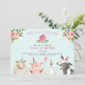 Boerderij Oude MacDonald Barnyard Roze Dieren Part Kaart (Staand voorkant)