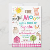 Boerderij Oude MacDonald Barnyard Roze Dieren Part Kaart (Voorkant)