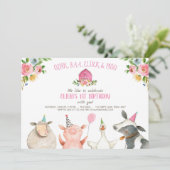 Boerderij Oude MacDonald Barnyard Roze Dieren Part Kaart (Staand voorkant)