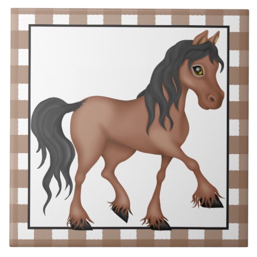 Boerderij Paard cartoon land tegel Tegeltje (Voorkant)