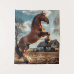 Boerderij paard wandkleed