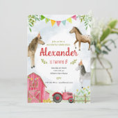 Boerderij paarden Birthday-uitnodiging Kaart (Staand voorkant)