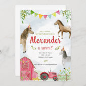 Boerderij paarden Birthday-uitnodiging Kaart (Voorkant / Achterkant)
