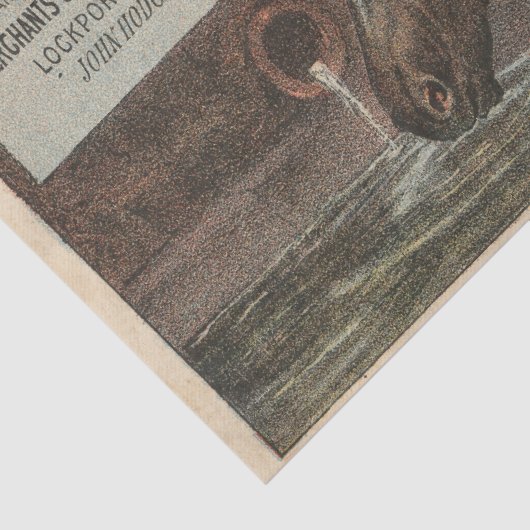 Boerderij Paarden Drink Water Advertentie Ephemera Tissuepapier (Detail)
