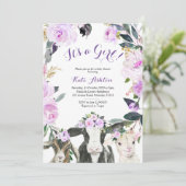 Boerderij Paars-Floral-Baby shower Kaart (Staand voorkant)