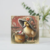  boerderij Paas wenskaart met eend Feestdagenkaart (Staand voorkant)