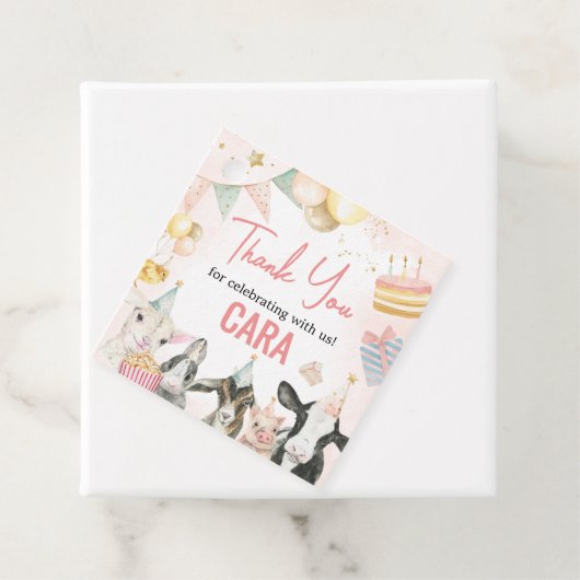 Boerderij Partij Dieren Verjaardag Party Square Bedankjes Labels (In situ)