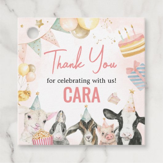 Boerderij Partij Dieren Verjaardag Party Square Bedankjes Labels (Voorkant)
